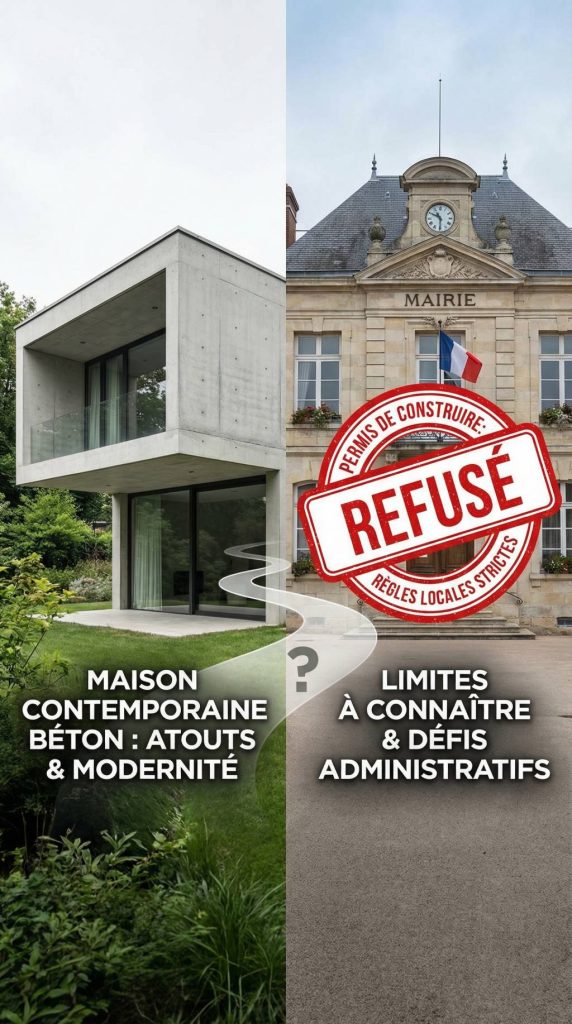 Maison contemporaine en béton, un style pas toujours accepté par les mairies : règles, atouts et limites à connaître